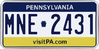 PA license plate MNE2431