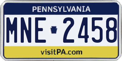 PA license plate MNE2458