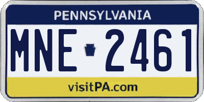 PA license plate MNE2461