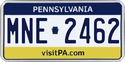 PA license plate MNE2462