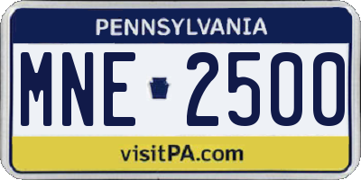 PA license plate MNE2500