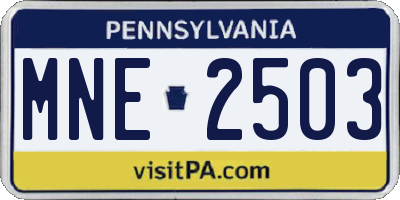 PA license plate MNE2503