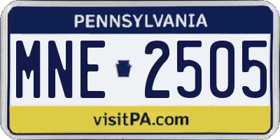 PA license plate MNE2505