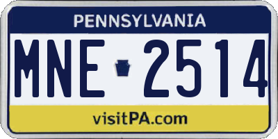 PA license plate MNE2514