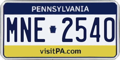 PA license plate MNE2540