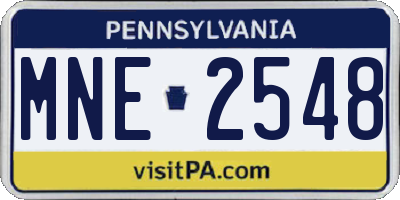 PA license plate MNE2548
