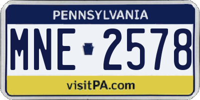 PA license plate MNE2578