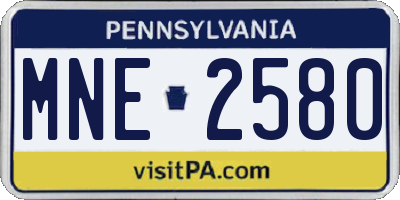 PA license plate MNE2580