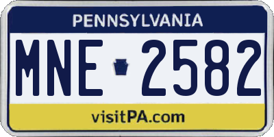 PA license plate MNE2582