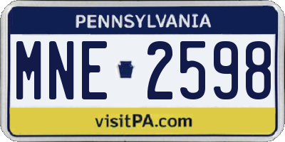 PA license plate MNE2598