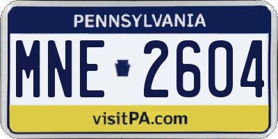 PA license plate MNE2604