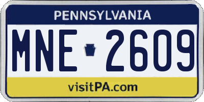 PA license plate MNE2609