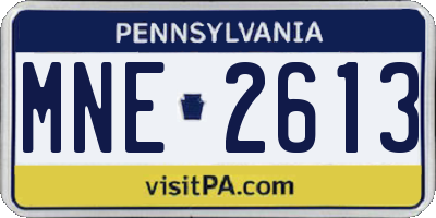 PA license plate MNE2613