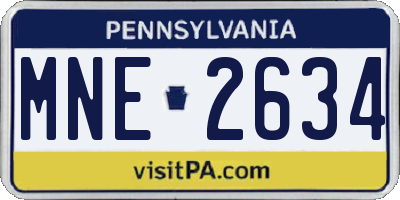 PA license plate MNE2634