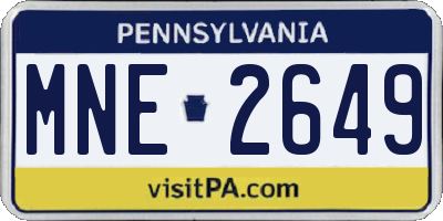PA license plate MNE2649