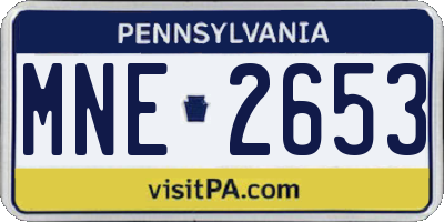 PA license plate MNE2653