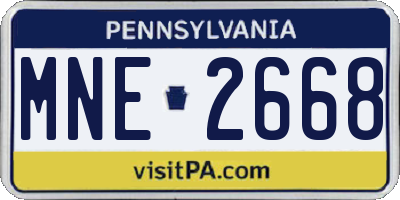 PA license plate MNE2668