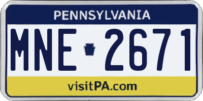 PA license plate MNE2671