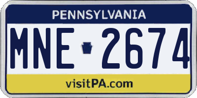 PA license plate MNE2674