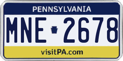 PA license plate MNE2678