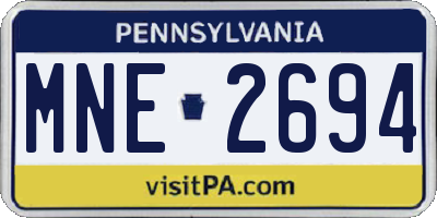 PA license plate MNE2694