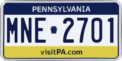 PA license plate MNE2701