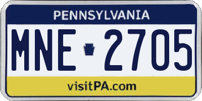 PA license plate MNE2705