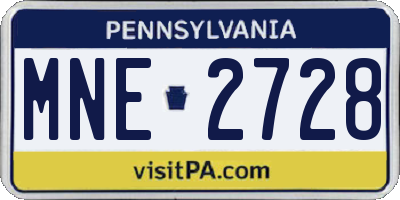PA license plate MNE2728