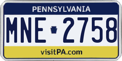 PA license plate MNE2758