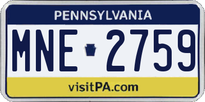 PA license plate MNE2759