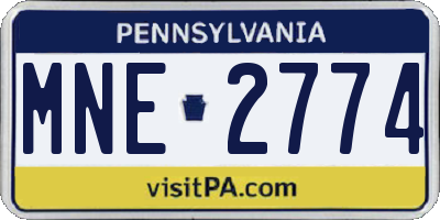 PA license plate MNE2774