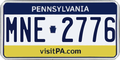 PA license plate MNE2776