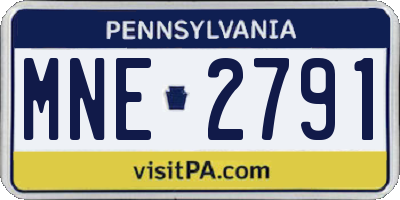 PA license plate MNE2791