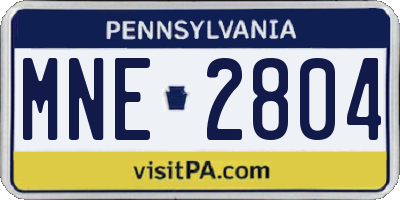 PA license plate MNE2804