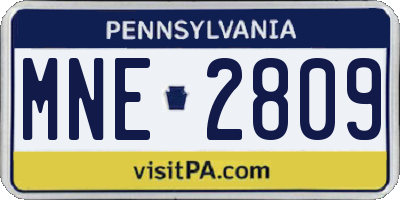 PA license plate MNE2809