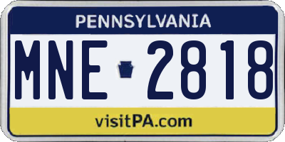 PA license plate MNE2818
