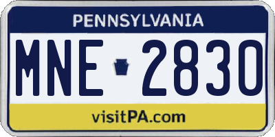 PA license plate MNE2830