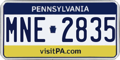 PA license plate MNE2835