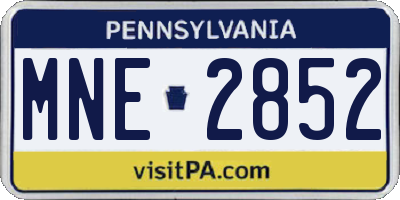 PA license plate MNE2852