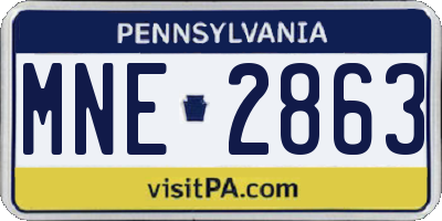 PA license plate MNE2863