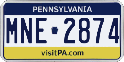 PA license plate MNE2874