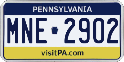 PA license plate MNE2902