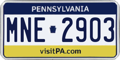 PA license plate MNE2903