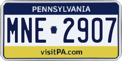 PA license plate MNE2907