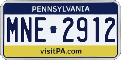 PA license plate MNE2912