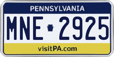 PA license plate MNE2925