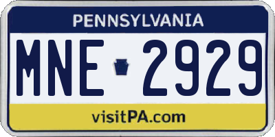 PA license plate MNE2929