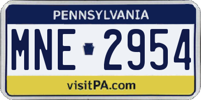 PA license plate MNE2954
