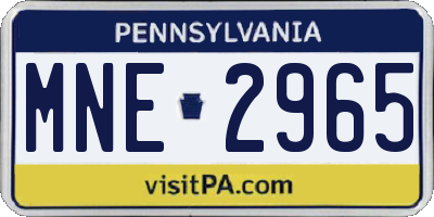 PA license plate MNE2965
