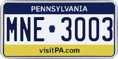 PA license plate MNE3003